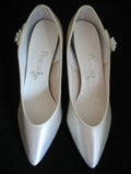 NEW USA MADE SHINY CREAM WHITE Women HIGH HEELS SHOES Sequins Beads sz 5-1/2 B