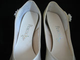 NEW USA MADE SHINY CREAM WHITE Women HIGH HEELS SHOES Sequins Beads sz 5-1/2 B