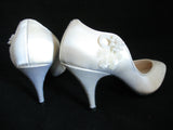 NEW USA MADE SHINY CREAM WHITE Women HIGH HEELS SHOES Sequins Beads sz 5-1/2 B
