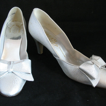 METALLIC SPARKLE SILVER GRAY Women Ladies 3-1/2in HIGH HEELS Womens SHOES size 7-1/2 B