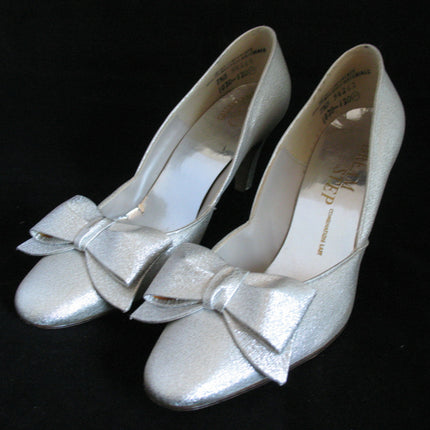 METALLIC SPARKLE SILVER GRAY Women Ladies 3-1/2in HIGH HEELS Womens SHOES size 7-1/2 B
