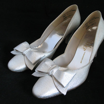 METALLIC SPARKLE SILVER GRAY Women Ladies 3-1/2in HIGH HEELS Womens SHOES size 7-1/2 B
