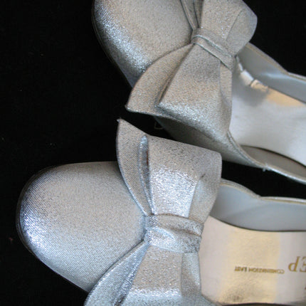 METALLIC SPARKLE SILVER GRAY Women Ladies 3-1/2in HIGH HEELS Womens SHOES size 7-1/2 B