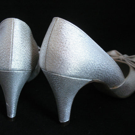 METALLIC SPARKLE SILVER GRAY Women Ladies 3-1/2in HIGH HEELS Womens SHOES size 7-1/2 B