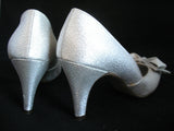 METALLIC SPARKLE SILVER GRAY Women Ladies 3-1/2in HIGH HEELS Womens SHOES size 7-1/2 B