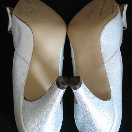 METALLIC SPARKLE SILVER GRAY Women Ladies 3-1/2in HIGH HEELS Womens SHOES size 7-1/2 B