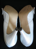 METALLIC SPARKLE SILVER GRAY Women Ladies 3-1/2in HIGH HEELS Womens SHOES size 7-1/2 B