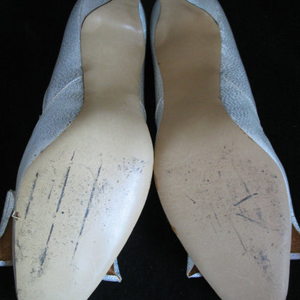 METALLIC SPARKLE SILVER GRAY Women Ladies 3-1/2in HIGH HEELS Womens SHOES size 7-1/2 B