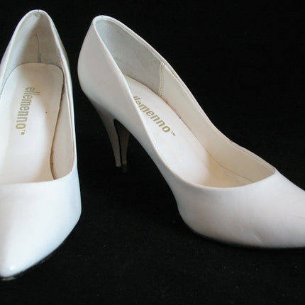 ELLEMENNO CREAM WHITE Womens Ladies Classic 3-1/4 in HIGH HEELS Womens SHOES size 5-1/2