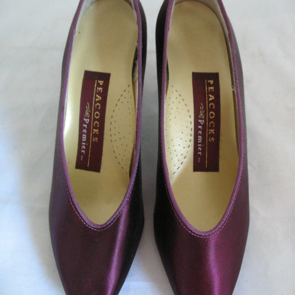 New Vintage Y2K 90s Peacocks Womens Pump Shoes High Heels Made USA Satin Purple