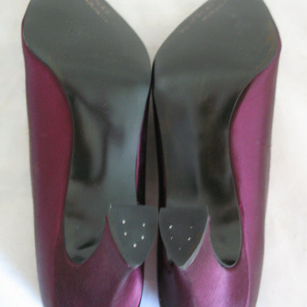 New Vintage Y2K 90s Peacocks Womens Pump Shoes High Heels Made USA Satin Purple