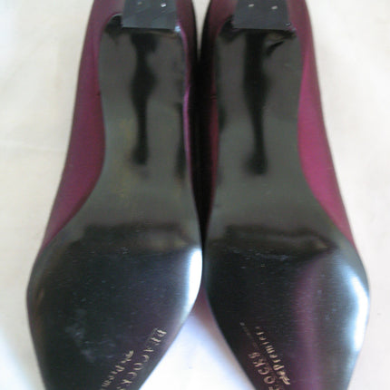 New Vintage Y2K 90s Peacocks Womens Pump Shoes High Heels Made USA Satin Purple