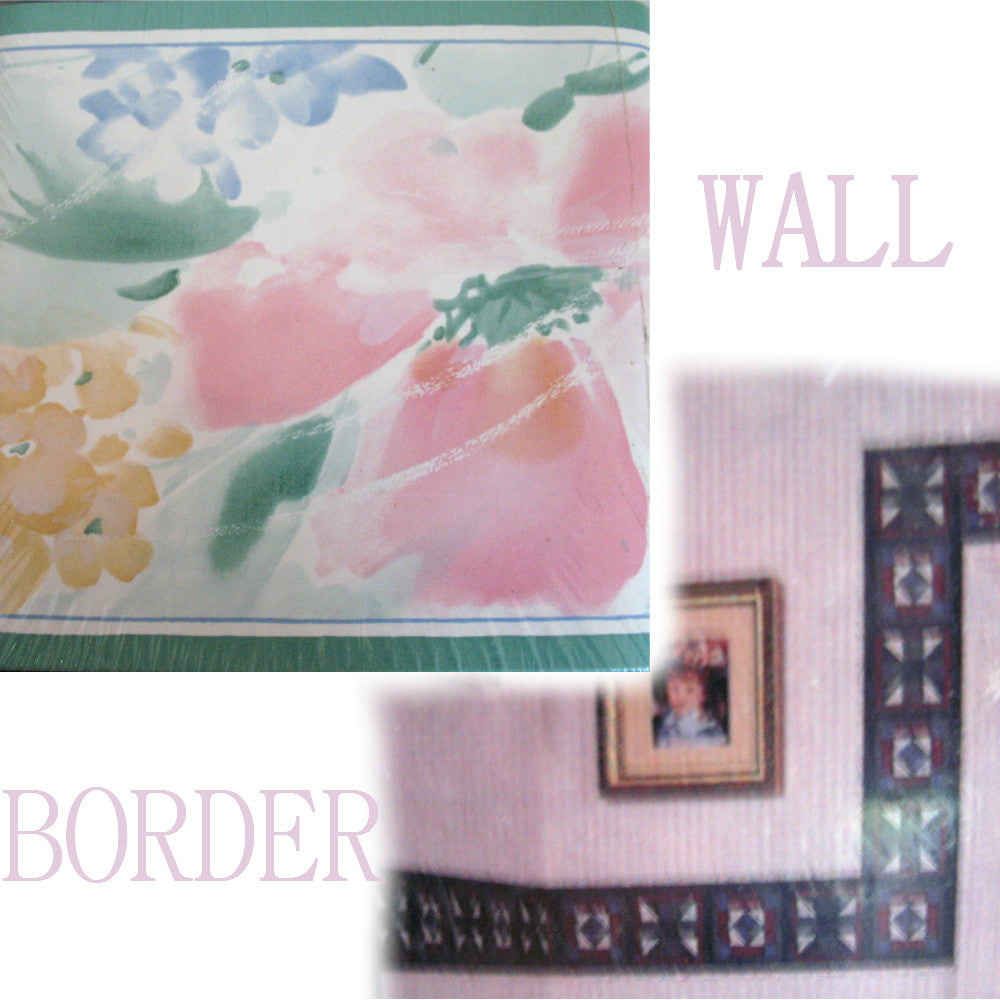 MADE In USA 15ft WALL PAPER Wallpaper BORDER PASTEL Color Colored Floral Flowers PEELABLE Home Decors