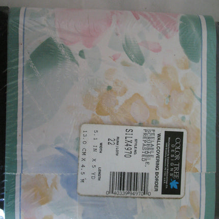 MADE In USA 15ft WALL PAPER Wallpaper BORDER PASTEL Color Colored Floral Flowers PEELABLE Home Decors