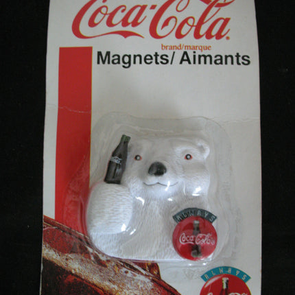 NEW Sealed Old 1995 COCA COLA COKE Drink Drinks Beverage Soda 3D WHITE POLAR BEAR BEARS MAGNET MAGNETS Ref Refrigerator Collectibles For Collectors