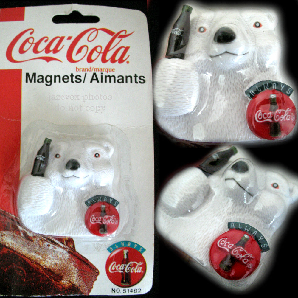 NEW Sealed Old 1995 COCA COLA COKE 3D WHITE POLAR BEAR MAGNET Ref Refrigerator Collectibles For Collectors