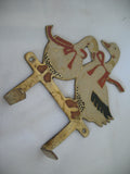 VINTAGE Old BRASS METAL Enamel DUCK GOOSE GEESE DUCKLING Wall Hanging Hook Hang