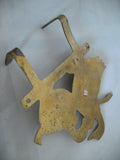 VINTAGE Old BRASS METAL Enamel DUCK GOOSE GEESE DUCKLING Wall Hanging Hook Hang