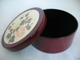 RED Maroon Burgundy ROUND Box Boxes CONTAINER CONTAINERS Jewelry Jewelries Trinket Trinkets Treasure Treasures Store Storage Etched Etching Asian Floral Flower Flowers Pattern Design