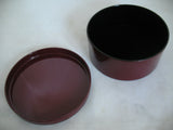 RED Maroon ROUND Box CONTAINER CONTAINERS Jewelry Trinket Storage Etched Asian Floral Flowers