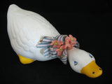 VINTAGE WHITE Yellow Ceramic Plaster DUCK GOOSE GEESE Animal FIGURINE Home Decor