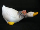 VINTAGE WHITE Yellow Ceramic Plaster DUCK GOOSE GEESE Animal FIGURINE Home Decor