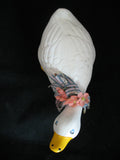 VINTAGE WHITE Yellow Ceramic Plaster DUCK GOOSE GEESE Animal FIGURINE Home Decor