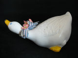 VINTAGE WHITE Yellow Ceramic Plaster DUCK GOOSE GEESE Animal FIGURINE Home Decor