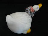 VINTAGE WHITE Yellow Ceramic Plaster DUCK GOOSE GEESE Animal FIGURINE Home Decor