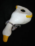 VINTAGE WHITE Yellow Ceramic Plaster DUCK GOOSE GEESE Animal FIGURINE Home Decor