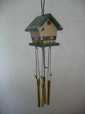 NEW Wood Wooden BIRD HOUSE BIRDHOUSE WIND CHIME WINDCHIME Garden Hanging Decor