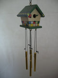 NEW Wood Wooden BIRD HOUSE BIRDHOUSE WIND CHIME WINDCHIME Garden Hanging Decor