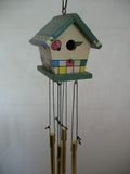NEW Wood Wooden BIRD HOUSE BIRDHOUSE WIND CHIME WINDCHIME Garden Hanging Decor