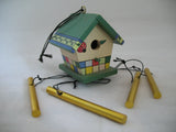NEW Wood Wooden BIRD HOUSE BIRDHOUSE WIND CHIME WINDCHIME Garden Hanging Decor
