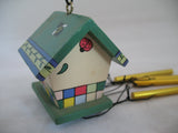 NEW Wood Wooden BIRD HOUSE BIRDHOUSE WIND CHIME WINDCHIME Garden Hanging Decor