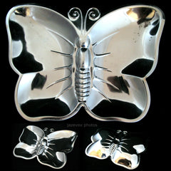 BUTTERFLY Metal CANDY DISH TRAY BOWL Kitchen Table Display Plate Keys Container