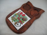 Wood Wooden OWL DISPLAY TRAY Salt Pepper Sugar Cream TILE COASTER Kitchen Decors