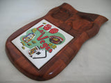 Wood Wooden OWL DISPLAY TRAY Salt Pepper Sugar Cream TILE COASTER Kitchen Decors
