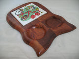 Wood Wooden OWL DISPLAY TRAY Salt Pepper Sugar Cream TILE COASTER Kitchen Decors
