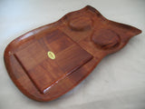 Wood Wooden OWL DISPLAY TRAY Salt Pepper Sugar Cream TILE COASTER Kitchen Decors