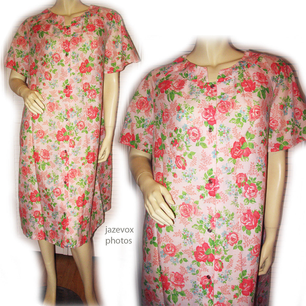 Vintage New 50s 60s CALIFORNIA ITEMS Roses Floral Dress Grannycore Cottagecore