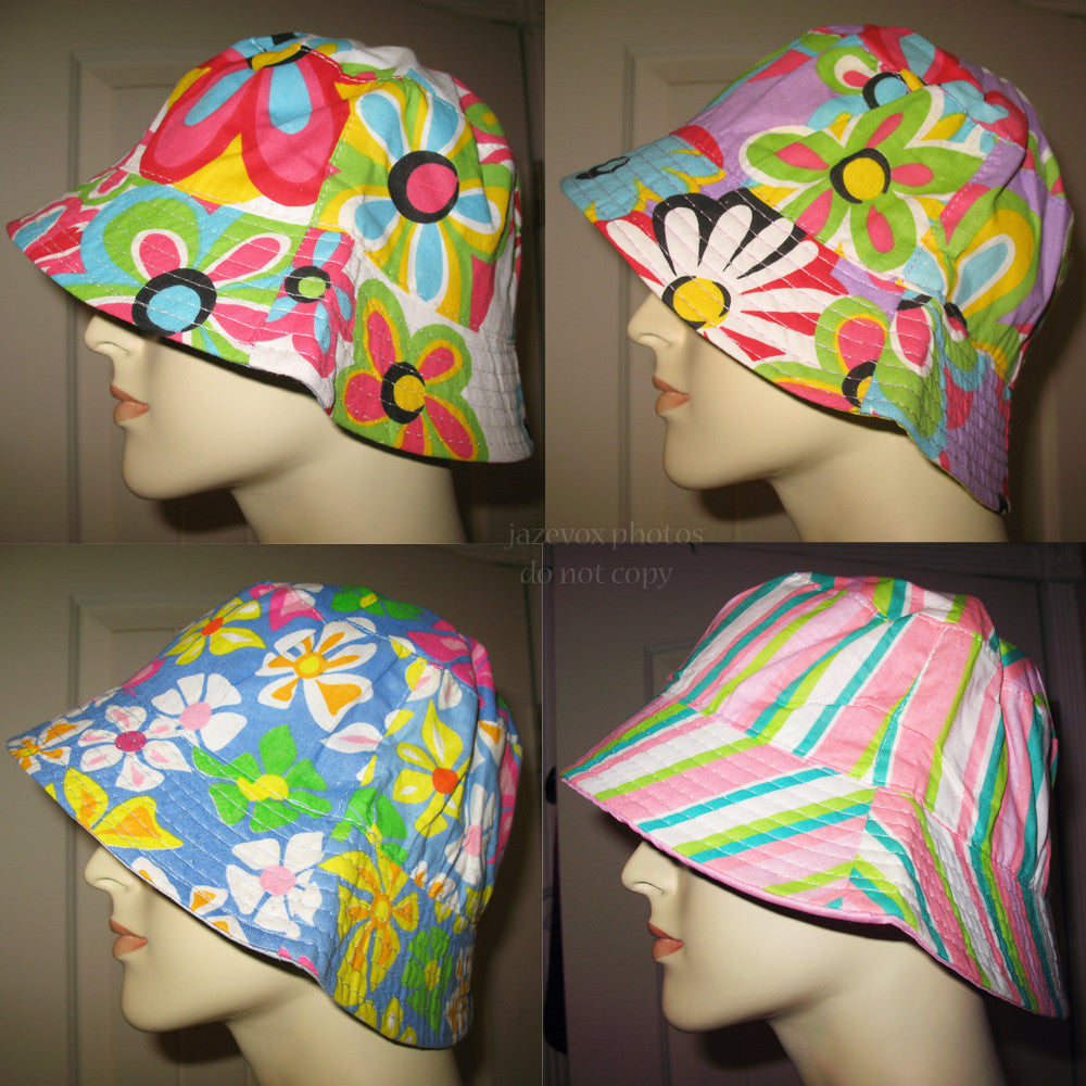 NEW Women HAT BUCKET Multi Colored Floral Flowers Beach Summer Spring Wear