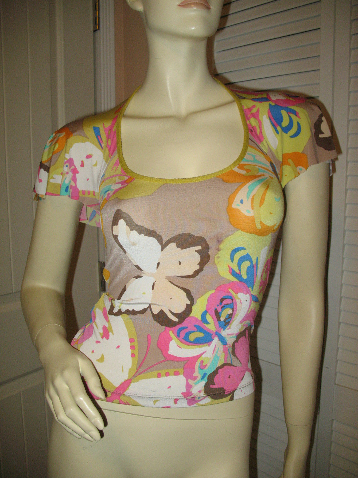 Womens JUNIOR Tops Color BUTTERFLY BUTTERFLIES Print TOP