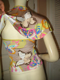 BCBGGirls Womens JUNIOR Tops Multi Color BUTTERFLY BUTTERFLIES Print Cap Cape TOP XS