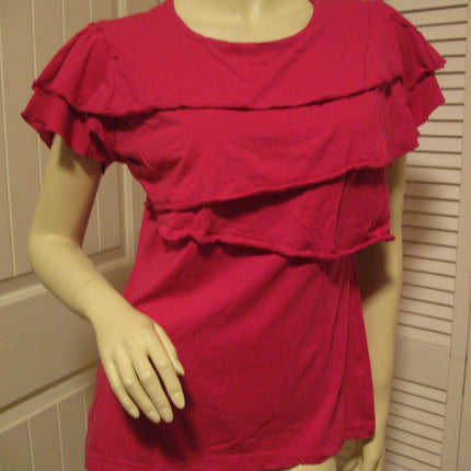 Womens Tops RED Cap Sleeve TIER TIERED Layer Layered Chest TOP BLOUSE Women Casual Clothes Regular Everyday Clothing Large