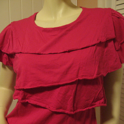 Womens Tops RED Cap Sleeve TIER TIERED Layer Layered Chest TOP BLOUSE Women Casual Clothes Regular Everyday Clothing Large