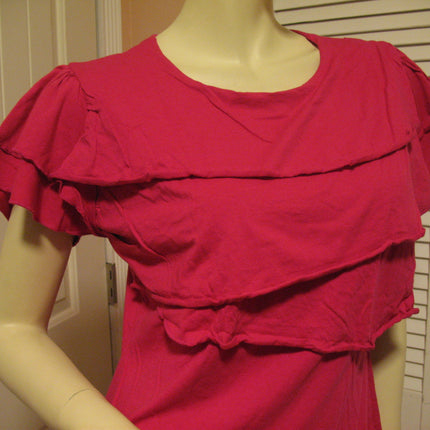 Womens Tops RED Cap Sleeve TIER TIERED Layer Layered Chest TOP BLOUSE Women Casual Clothes Regular Everyday Clothing Large