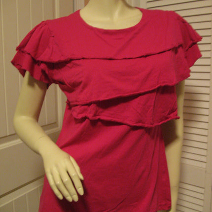 Womens Tops RED Cap Sleeve TIER TIERED Layer Layered Chest TOP BLOUSE Women Casual Clothes Regular Everyday Clothing Large