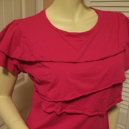 Womens Tops RED Cap Sleeve TIER TIERED Layer Layered Chest TOP BLOUSE Women Casual Clothes Regular Everyday Clothing Large