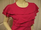 Womens Tops RED Cap Sleeve TIER TIERED Layer Layered Chest TOP BLOUSE Women Casual Clothes Regular Everyday Clothing Large